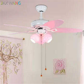 Vaikų kambario rožinė ventiliatorius pakabukas šviesos princesė mergina kambarių priedai veltiniams, vilna lempa šiuolaikinės ventiliatorius su šviesos puikus kambario dekoro kabo lempa