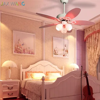 Vaikų kambario rožinė ventiliatorius pakabukas šviesos princesė mergina kambarių priedai veltiniams, vilna lempa šiuolaikinės ventiliatorius su šviesos puikus kambario dekoro kabo lempa