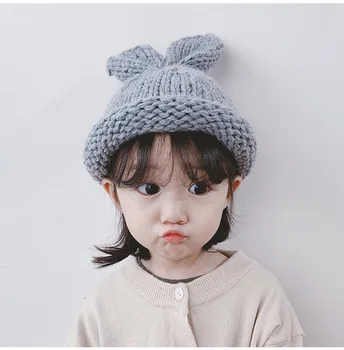 Vaikų Žiemos Skrybėlę Foto Rekvizitai Rankomis megztus Big-ausų Mielas Kūdikio Animacinių filmų Šiltą palaikymo Skrybėlę