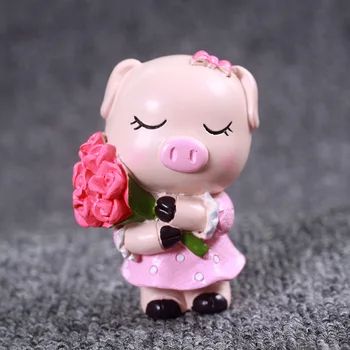 Valentino Dienos proga keptas pyragas apdaila, mielas kiaulių animacinių filmų lėlės gimtadienio ornamentu kiaulių mylėtojai paršelių suknelė iki
