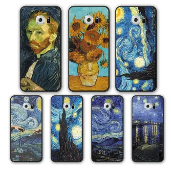 Van Gogh Žvaigždėtą Naktį telefono apvalkalas minkštas silikoninis TPU atgal padengti Samsung Galaxy S6 S7 S8 S9 S10 krašto plius S10E Pastaba 5 8 9