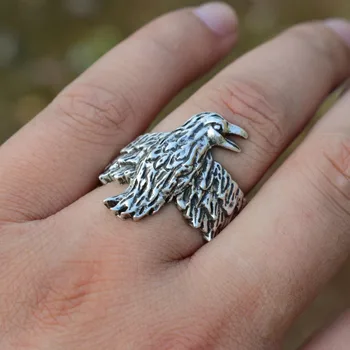 Varnas žiedas Skandinavų Stiliaus Viking Mens Skandinavijos Pagonių Varna žiedas 12pcs