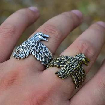 Varnas žiedas Skandinavų Stiliaus Viking Mens Skandinavijos Pagonių Varna žiedas 12pcs