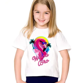 Vasaros 2019 Spausdinti Kpop Flamingo Vaikų Juokingi marškinėliai Kūdikių Berniukų Trumpas Rankovėmis Tee Viršūnes Drabužiai, Marškinėliai Mergaitėms 2-9T ,HKP2055