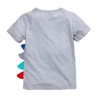 Vasaros kūdikių berniukų marškinėliai,mados dinozaurų siuvinėjimo berniukai viršūnes trišakiai,trumpomis rankovėmis, vaikų drabužiai,vaikams drabužiai(1-6 metų)