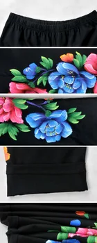 Vasaros Plius dydis Kinijos stiliaus bijūnas rankomis dažyti kelnes Imperijos Elastinga Juosmens Atsitiktinis Apkarpytos Capri kelnės, antblauzdžiai kelnės 5XL 6XL