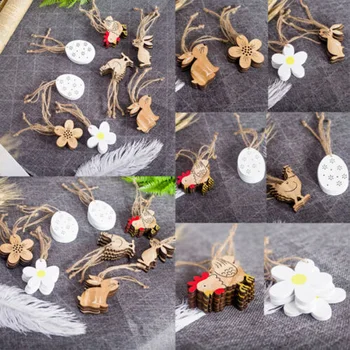Velykų Medinių Kiaušinių Gėlių Triušis Gaidys Formos Ornamentais Šalis Dekoro Amatų Dovana