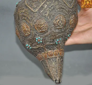 Vestuvių dekoravimas myli sidabro Filigranas Apdaila turkis, perlas 8 vertybių simbolis-Trimitas Ragų Shell