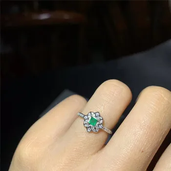 Vestuvių Žiedas Gamtos Nekilnojamojo Kolumbijos Smaragdas žiedas Vestuvinis Žiedas Nemokamas pristatymas Gamtinių nekilnojamojo Kolumbijos smaragdas 925 sterlingas sidabro