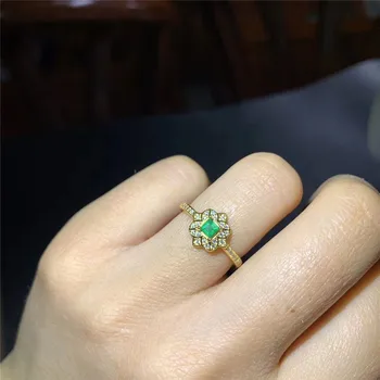 Vestuvių Žiedas Gamtos Nekilnojamojo Kolumbijos Smaragdas žiedas Vestuvinis Žiedas Nemokamas pristatymas Gamtinių nekilnojamojo Kolumbijos smaragdas 925 sterlingas sidabro