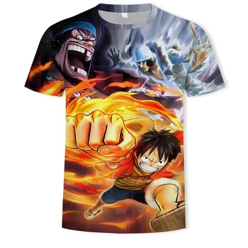 Vienas Gabalas Luffy Negabaritinių marškinėliai vyriški Naujas Mados Hip-Hop Anime marškinėliai, Laisvalaikio Drabužiai, 3D Spausdinimas Vasaros Harajuku Cool Top marškinėliai