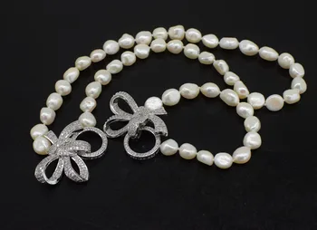 VIENĄ RINKINĮ gėlavandenių perlų balta BAROKO karoliai, apyrankės 9-13mm 18inch FPPJ didmeninė karoliukai gamtos dovana