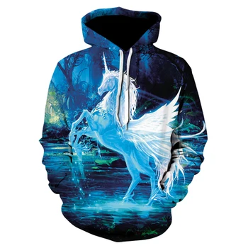 Vilkas iliustracija asmenybės hoodie, 3D sporto vyriškų drabužių prekės ženklo hoodie gyvūnų atsitiktinis sportinę aprangą