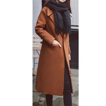 Vilnoniai paltai moterims rausva, chaki S-2XL plius dydis prarasti 2020 m. rudens-žiemos mados ilgomis rankovėmis didelis kišenės juodos vilnos švarkai