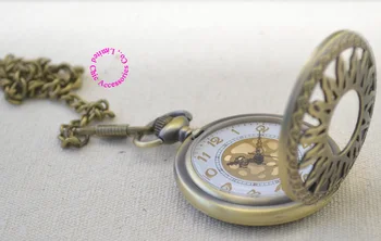 Vintage mados kvarco, antikos kišeninio laikrodžio vyras saulės formos laikrodis vyrams, fob laikrodžiai retro-klasikinio gold dial naujų karšto bronzos spalvos