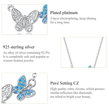 VOROCO ZBS184 Papuošalų Rinkinys Blue Elf Romantiška Drugelio Kostiumas Autentiški 925 Sterlingas Sidabro Žiedas & Karoliai Moterų Fine Jewelry