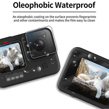 VSKEY 150PCS Grūdintas Stiklas GoPro Hero 9 Camera LCD Screen Protector, Objektyvo Dangtelis atsparus Įbrėžimams Apsauginės Plėvelės