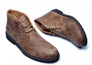 Vyrai retro dykumos kratinys, suapvalinti tne nėriniai-up rankų darbo batai oksfordo odos stambusis kulno bateliai, suknelė priežastinis batai