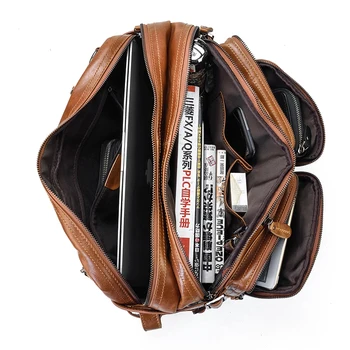 Vyrai, Verslo Aplankas natūralios odos krepšys nešti kelionės nešiojamojo kompiuterio krepšys tinka 14 Colių dokumentas karvės odos portfelis vyras rankinės