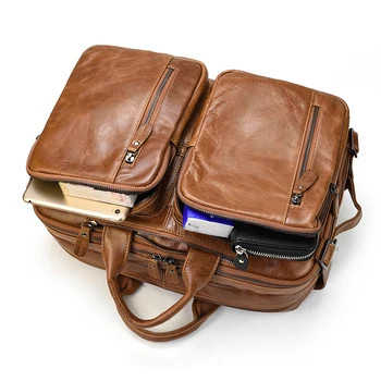 Vyrai, Verslo Aplankas natūralios odos krepšys nešti kelionės nešiojamojo kompiuterio krepšys tinka 14 Colių dokumentas karvės odos portfelis vyras rankinės