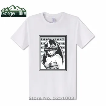 Vyriški Japonų Kanji Waifu Medžiagos, Print T-shirt Moterims, Manga Streetwear Tee Medvilnės Marškinėlius Unisex Senpai Anime Mergina Nerdy Aprengti