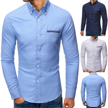 Vyriški naują asmeninį mados atsitiktinis verslo ilgomis rankovėmis polka dot spausdinti marškinėliai vyrams marškinėliai street dėvėti marškinėliai vyrams suknelė