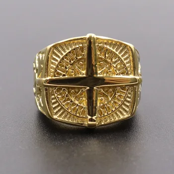 Vyriški Senovinių Sidabro, aukso spalvos 316L Nerūdijančio Plieno, Kompasas Stiliaus Mados, Vyrai Žiedas Vyrų juvelyrika, Žiedai