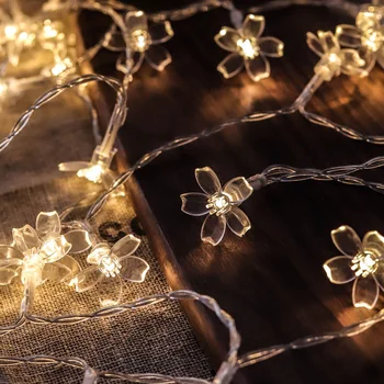 Vyšnių Žiedų Girlianda Baterija LED String Pasakų Žibintai Kristalų Gėlės Patalpų Vestuvių Kalėdų Decors