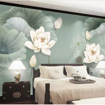 Wellyu Naujas Kinų stiliaus pen lotus miegamasis fone, sienų apdaila dažymas užsakymą didelės freskos tapetai papel de parede