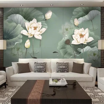 Wellyu Naujas Kinų stiliaus pen lotus miegamasis fone, sienų apdaila dažymas užsakymą didelės freskos tapetai papel de parede