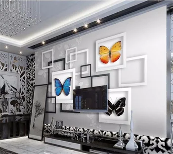Wellyu Užsakymą didelės apimties sieninis 3D stereo geometrijos abstrakčiai svajonė drugelis kambarį, TV foną, sienos tapetai
