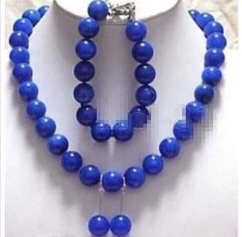 $wholesale_jewelry_wig$ 1set 10mm Natūralaus Safyro Mėlyna Jade Karoliukai, Karoliai 18