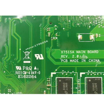 X751SA 4 branduolių N3150 CPU 4 GB RAM Nešiojamojo kompiuterio motininė plokštė, skirta ASUS X751S X751SJ X751SV mainboard Išbandyti Darbo nemokamas pristatymas