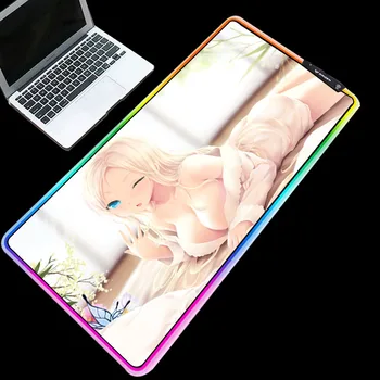 XGZ Anime Gražus Asilas Pelės Mygtukai RGB Putojantis Šviesos Anti-slip Desktop Gaming Mouse Pad 25x35/30x35/35x60/30x80/35x90/40x90cm