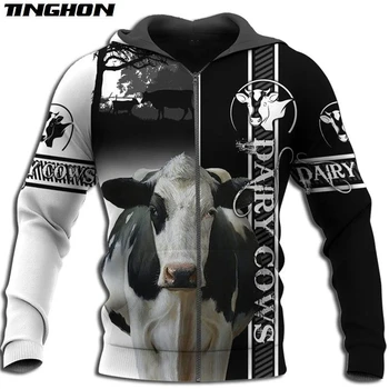 XS-7XL Mados Vyrų 3D Hoodie Spausdinti gyvūnų pieninių karvių Gobtuvu Palaidinės Unisex Atsitiktinis streetwear Bliuzono Didmeninės ir mažmeninės prekybos