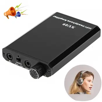 XU09 Juoda Nešiojamas Mini HIFI MP3 Stereo Muzikos gerinančios medžiagos Garso Metalo Namų Ausinių Stiprintuvas Galingas Įkraunamas