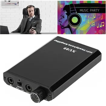 XU09 Juoda Nešiojamas Mini HIFI MP3 Stereo Muzikos gerinančios medžiagos Garso Metalo Namų Ausinių Stiprintuvas Galingas Įkraunamas