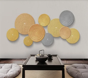 Xuesu Užsakymą 8d tapetai, freskos sienos naujo stiliaus Kinijos aukso 3d diską, ratu geometrijos šviesos prabanga TV fono sienos