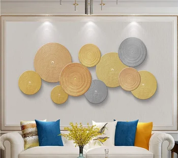 Xuesu Užsakymą 8d tapetai, freskos sienos naujo stiliaus Kinijos aukso 3d diską, ratu geometrijos šviesos prabanga TV fono sienos