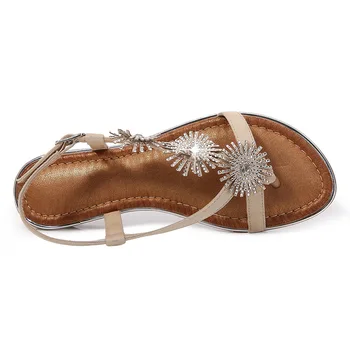 YAERNISandals moterų vasaros mados bohemijos cirkonio sandalai patogus butas laisvalaikio paplūdimio batai, sandalai moterims buty damskie