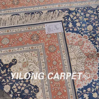 YILONG 4'x6' Tabriz šilko kilimų vantage antikvariniai rankų darbo mėlyna irano kilimėliai (LH865B4x6)