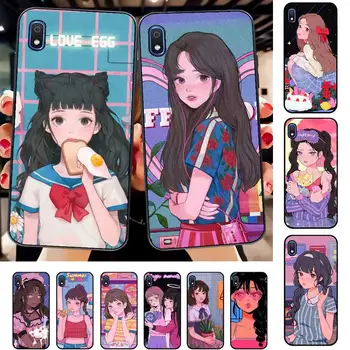 Yinuoda INS Kawaii Japonų Anime iliustracija Mergina, Telefono dėklas, skirtas Samsung A30s 51 71 10 70 20 40 20s 31 10s A7 A8 2018