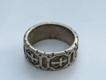 YIZHU CULTUER MENO Kolekcija, Senoji Kinijos Tibeto Sidabro Drožyba Žiedas Apdaila Dovana