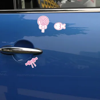 Z-511 Atspindintis animacinių filmų žuvis drugelis mazgas Saldainis ridikas karūna keturių lapų braškių meilės modifikuotų automobilių lipdukas