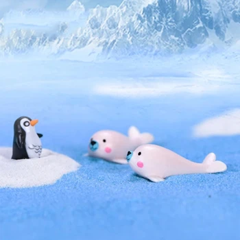ZOCDOU 1 vnt Mielas Baltas Animacinių filmų Kūdikio Ruonių Jūroje Šuo Ornamentu Mažas Statula Mažai Plastiko Figūrėlės Amatų Namų Puošybai