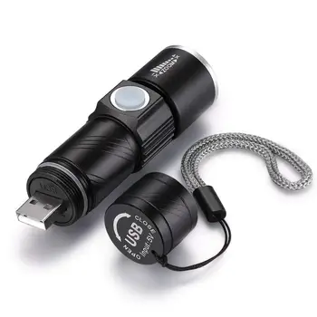 Įkraunamas USB Ultra Ryškūs Nedidelių Cree LED Žibintuvėlis Žibintuvėlis Šviesos Fokusavimas, Priartinimas