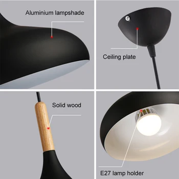 Šiaurės LED Sieniniai šviestuvai Modernūs Medienos Pramonės Lempos Aliuminio Hanglamp Už Valgomojo, Miegamojo Kambarį Šviesos Armatūra