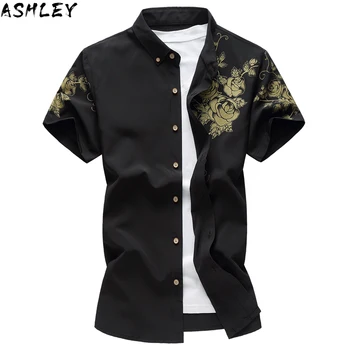 šilko Aukštos kokybės medvilniniai vyriški marškinėliai 2020 metų vasaros mados spausdinti atsitiktinis marškinėliai trumpomis rankovėmis slim verslo vyriški marškiniai, dydis M-7XL