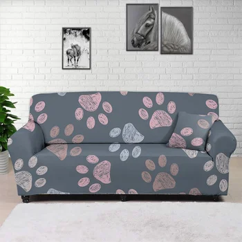 Šuo Pėdsaką Spausdinimo Ruožas Elastinga sofa cover sofa rankšluostį neslidūs sofa apima kambarį visiškai suvynioti anti-dulkių