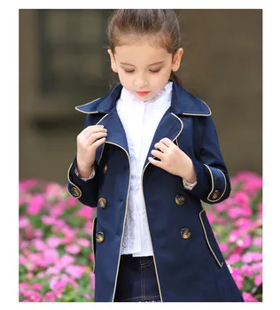Švarkelis, striukė vaikams mergaitėms europos paltai bamblys mergaičių pavasario striukė atsitiktinis laisvalaikio ilgai outwear mados peacoat naujas YY124